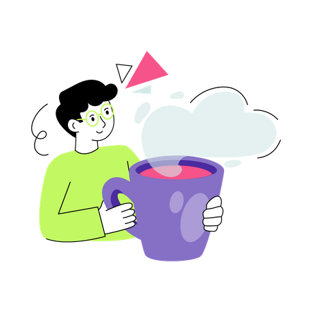 Hombre bebiendo té  Ilustración
