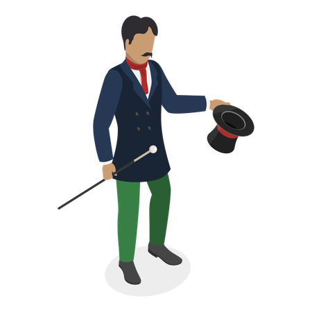 Hombre británico con sombrero  Ilustración