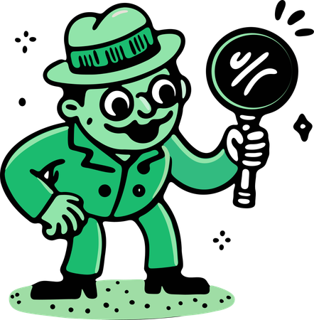 Hombre buscando con lupa  Ilustración