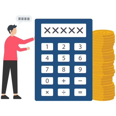 Hombre calculando el presupuesto  Ilustración