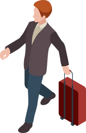 Hombre caminando con maleta  Ilustración
