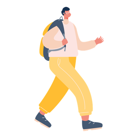 Hombre caminando con mochila  Illustration