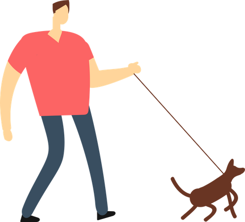 Hombre caminando con perro  Ilustración