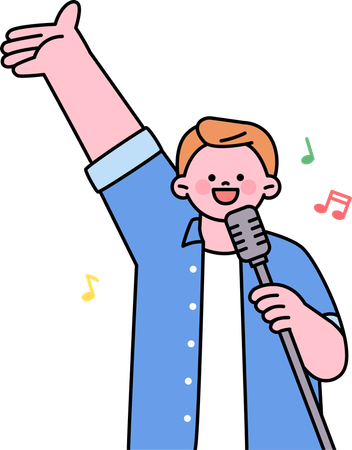 Hombre cantando una canción  Ilustración