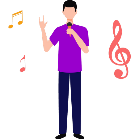 Hombre cantando una canción  Ilustración