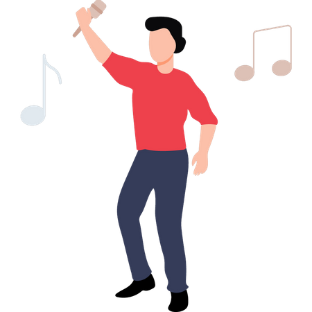 Hombre cantando una canción en fiesta  Ilustración