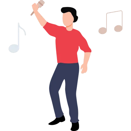 Hombre cantando una canción en fiesta  Ilustración