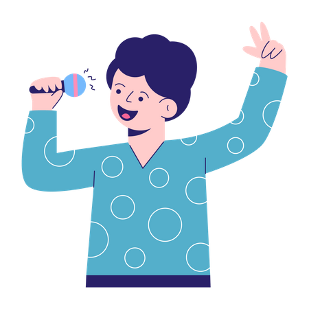 Hombre canta karaoke  Ilustración