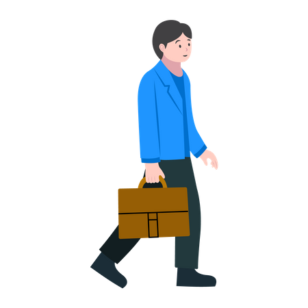 Hombre llevando bolsa para ir a trabajar  Ilustración