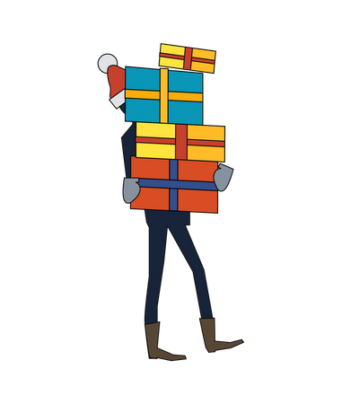 Hombre llevando cajas de regalo  Illustration