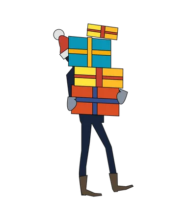 Hombre llevando cajas de regalo  Illustration