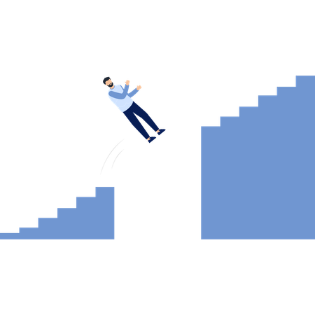 Hombre cayendo entre escaleras  Ilustración