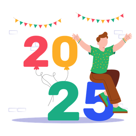 El hombre celebra el 2025  Ilustración