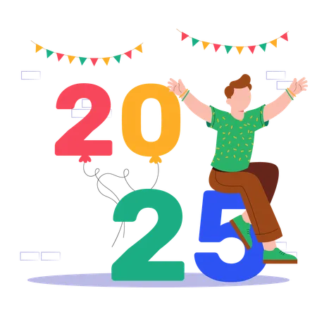 El hombre celebra el 2025  Ilustración