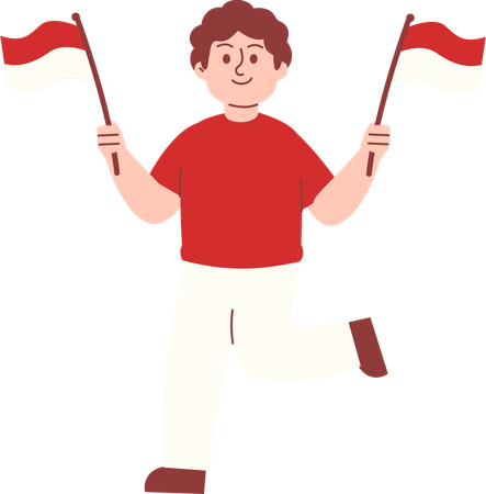 Hombre celebrando el día de la independencia de Indonesia  Ilustración