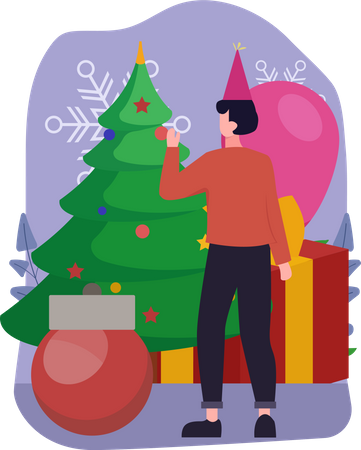 Hombre celebrar la navidad  Ilustración