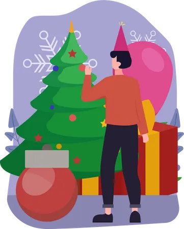 Hombre celebrar la navidad  Ilustración