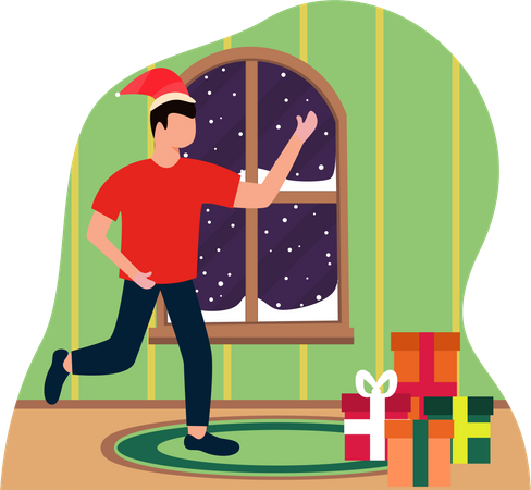 Hombre celebrar la navidad  Ilustración