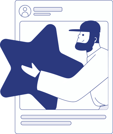 Hombre haciendo un chat en redes sociales  Illustration