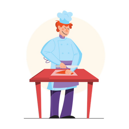 Chef masculino cocinando  Ilustración
