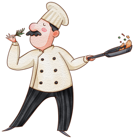 Chef masculino cocinando  Ilustración