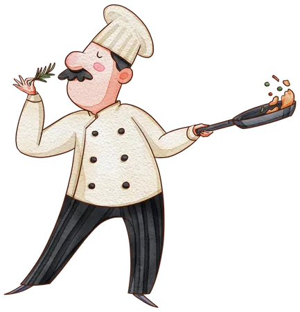 Chef masculino cocinando  Ilustración