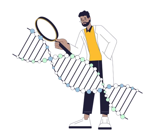 Científico masculino que estudia el ADN  Ilustración