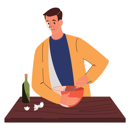 Hombre cocinando  Ilustración