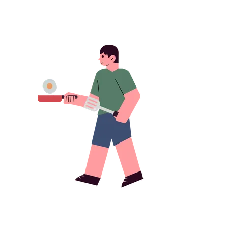 Hombre cocinando comida  Ilustración