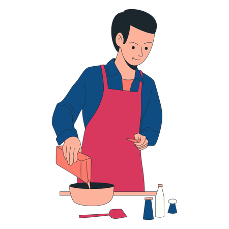 Hombre cocinando comida  Ilustración