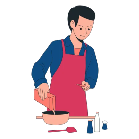 Hombre cocinando comida  Ilustración