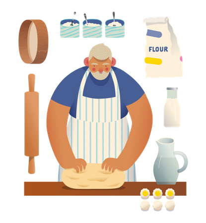 Hombre cocinando  Ilustración