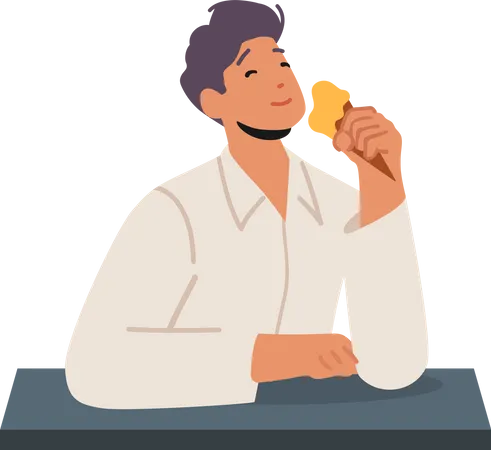 Hombre comiendo helado  Ilustración