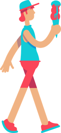 Hombre comiendo helado  Ilustración
