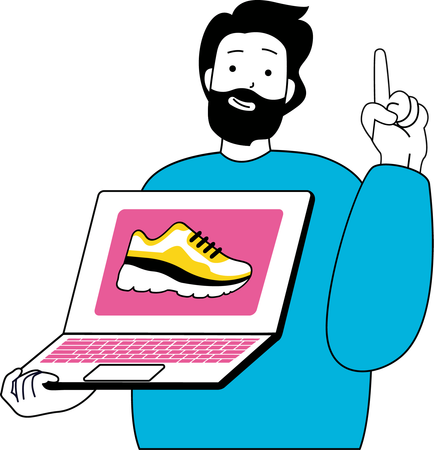 Hombre comprando zapatos online  Ilustración
