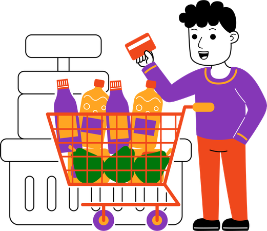 Man Shopper paga sin efectivo  Ilustración