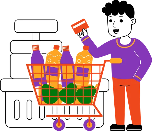 Man Shopper paga sin efectivo  Ilustración