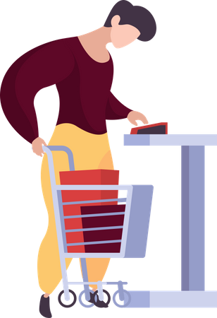 Hombre comprando producto en Self Checkout  Illustration