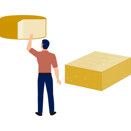 Hombre comprobando el sabor del queso  Ilustración