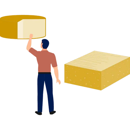 Hombre comprobando el sabor del queso  Ilustración