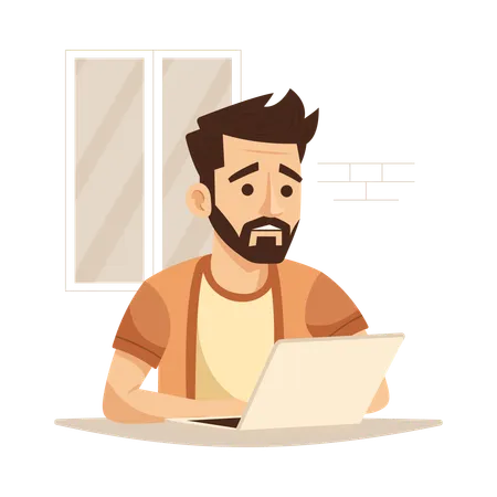 Hombre con adicción al chat  Ilustración