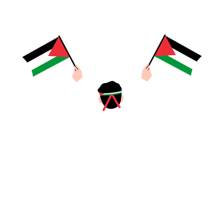 Hombre con bandera palestina  Ilustración