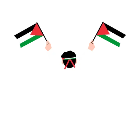 Hombre con bandera palestina  Ilustración