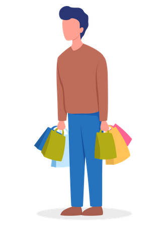 Hombre con bolsas de compras  Illustration