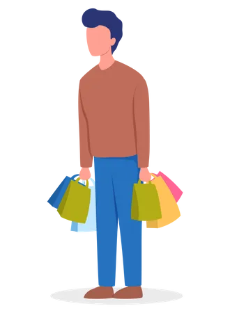 Hombre con bolsas de compras  Illustration