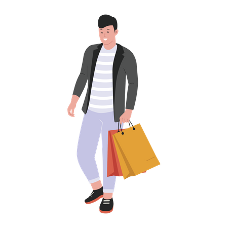 Hombre con bolsas de compras  Ilustración