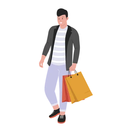 Hombre con bolsas de compras  Ilustración