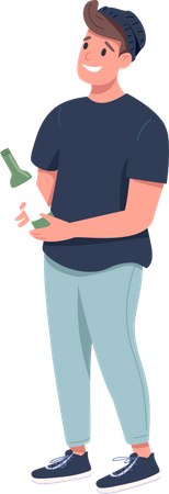 Hombre con botella de vino  Ilustración