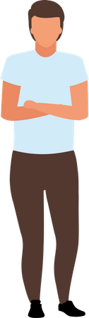 Hombre con brazos cruzados sobre el pecho.  Ilustración