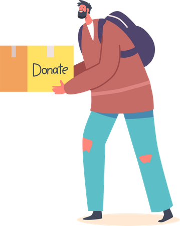 Hombre con caja de donaciones  Ilustración